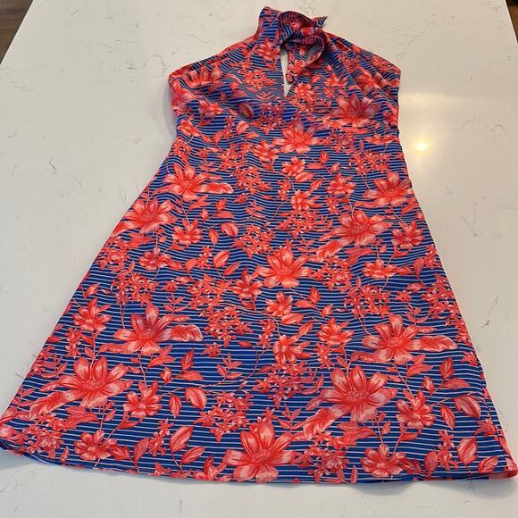 Badgley Mischka Belle Badgley Mischka Floral Halter Top Dress Size Women's 2 - Picture 6 of 6